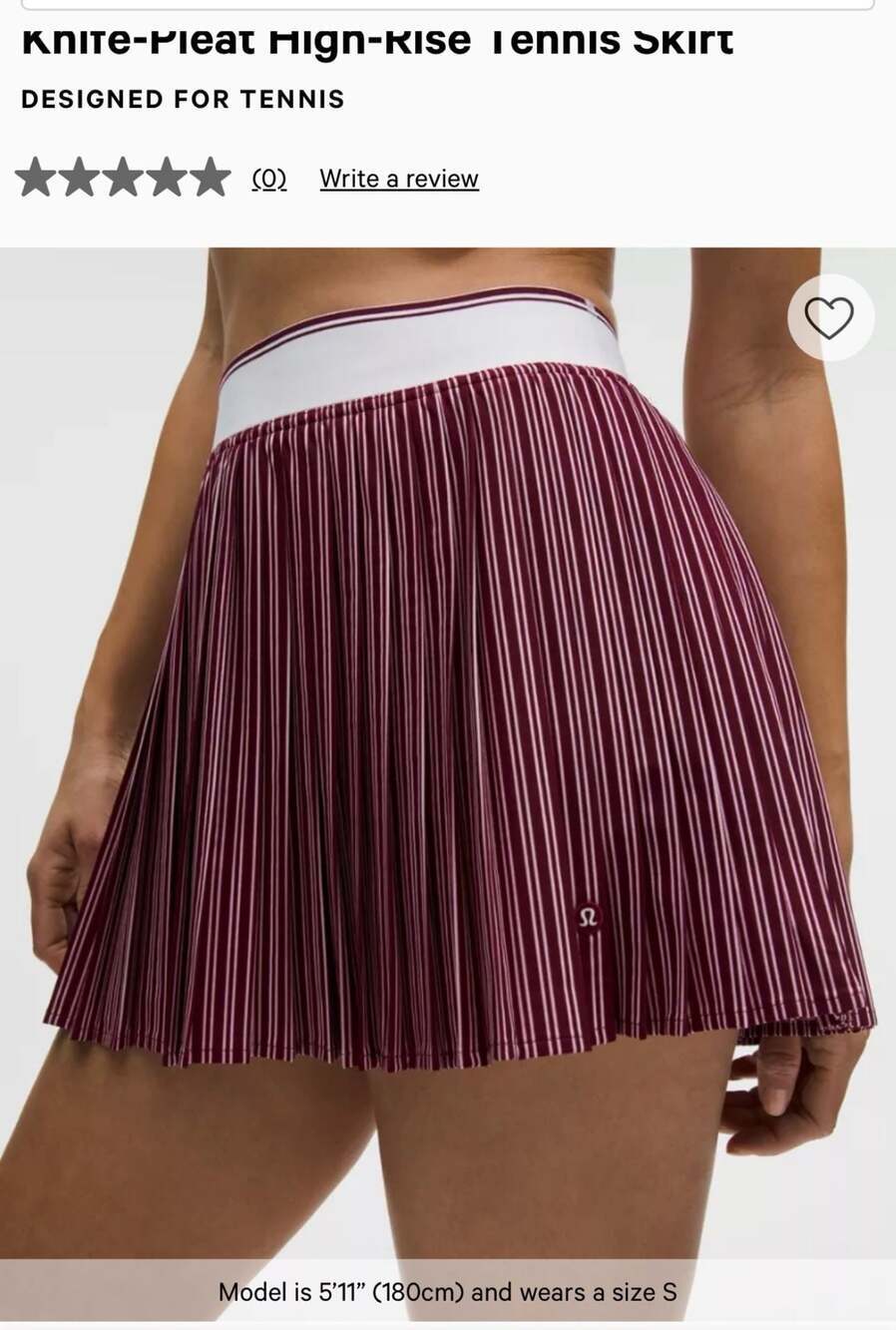 Lululemon Knife-Pleat High-Rise Tennis Skirt in Striped Pattern
